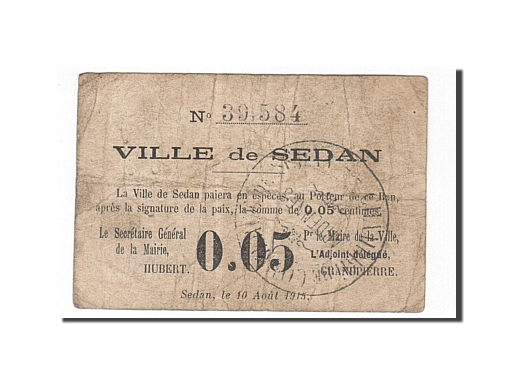 Banknote, 5 Centimes, 1915, France, VF(20-25), Sedan