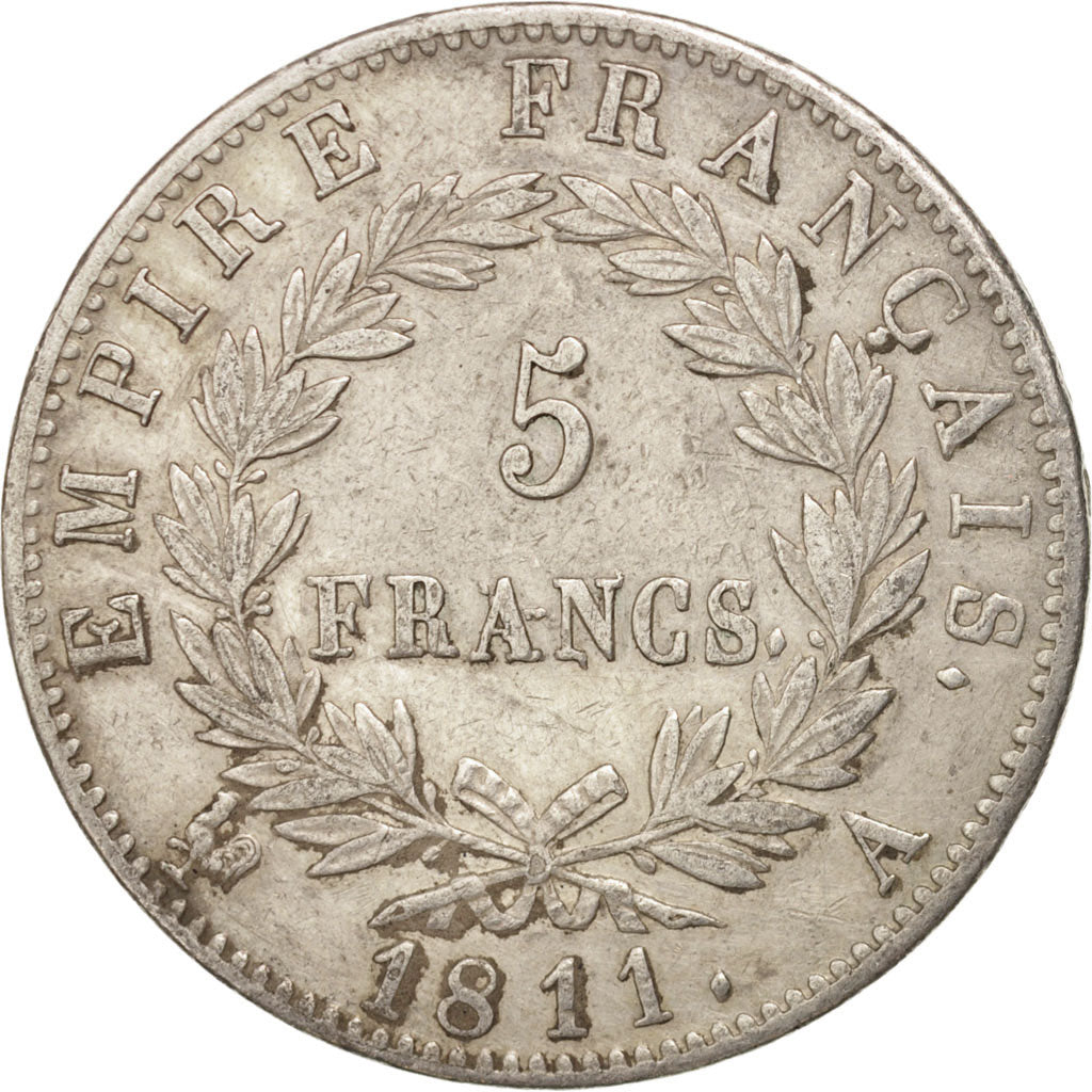 Francia, Napoléon I, 5 Francs, 1811, Paris, BB, Argento, KM:694.1, Gadoury:584