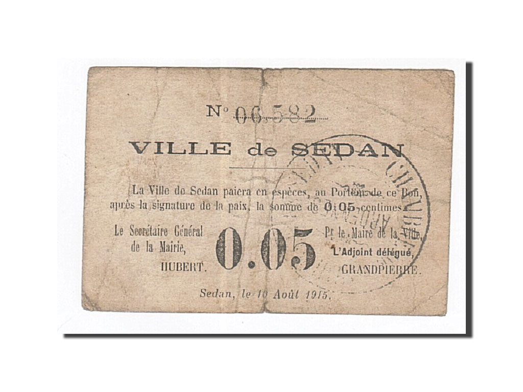 Banknote, 5 Centimes, 1915, France, VF(30-35), Sedan
