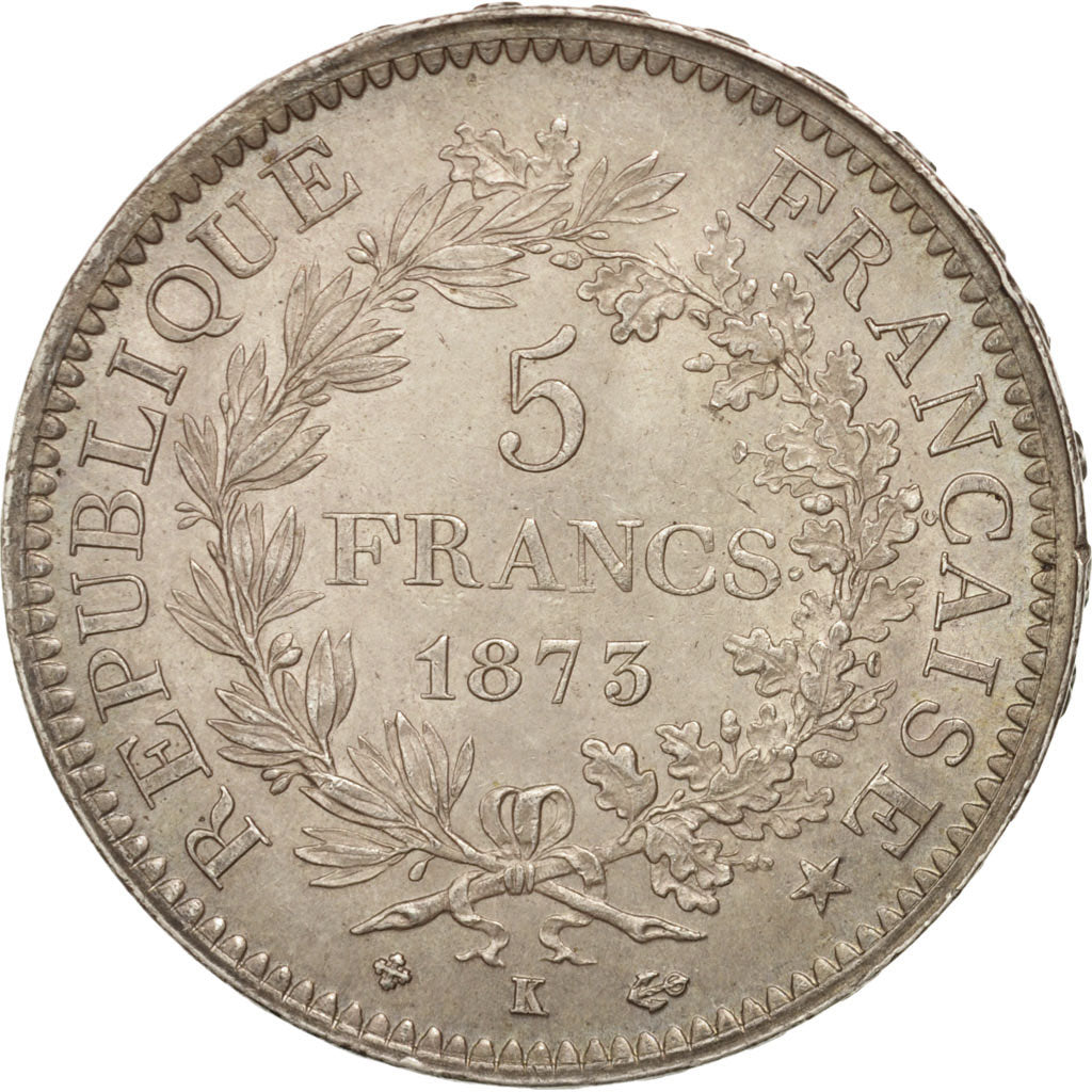 Coin, France, Hercule, 5 Francs, 1873, Bordeaux, AU(55-58), Silver, KM:820.2