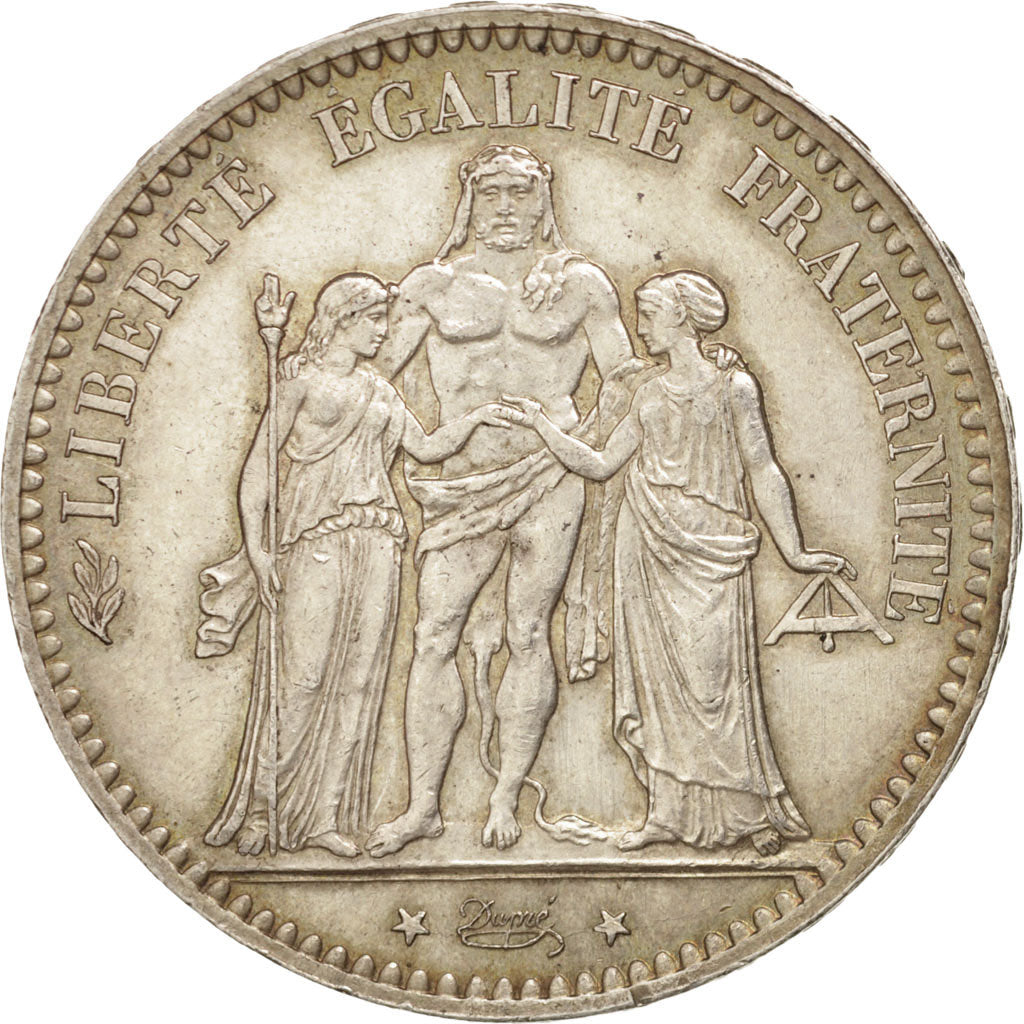 France, Hercule, 5 Francs, 1876, Paris, AU(55-58), Silver, KM:820.1, Gadoury745a