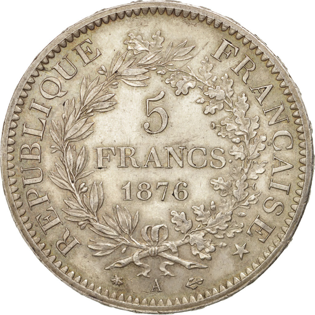 France, Hercule, 5 Francs, 1876, Paris, AU(55-58), Silver, KM:820.1, Gadoury745a