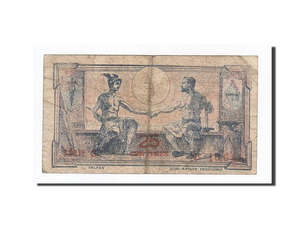 Banknote, Pirot:66-72, 25 Centimes, 1919, France, VF(20-25), Perpignan