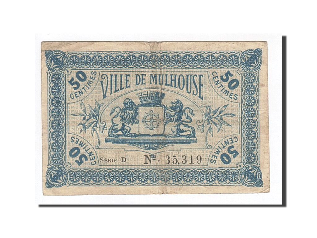 Banknote, Pirot:132-1, 50 Centimes, 1918, France, EF(40-45), Mulhouse