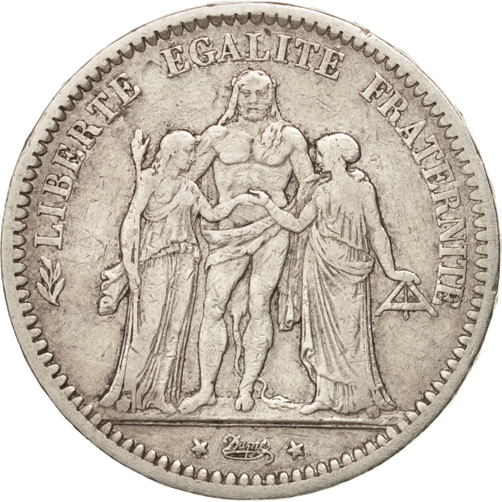 France, Hercule, 5 Francs, 1871, Paris, VF(20-25), Silver, KM:823, Gadoury:744