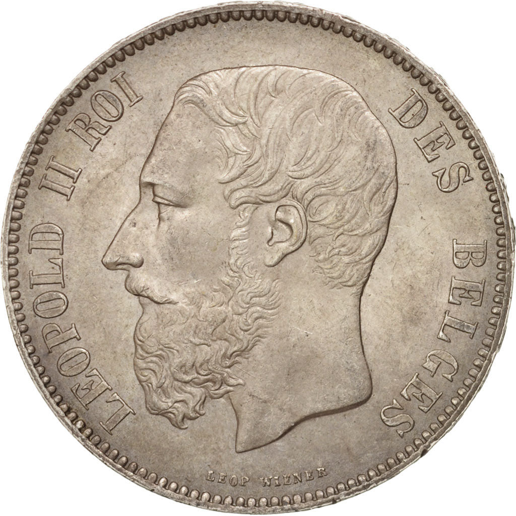 Belgien, Leopold II, 5 Francs, 5 Frank, 1873, Brussels, AU(55-58), Silver, KM:24