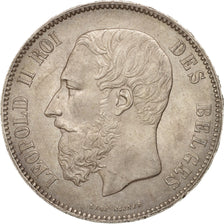 Belgien, Leopold II, 5 Francs, 5 Frank, 1873, Brussels, AU(55-58), Silver, KM:24