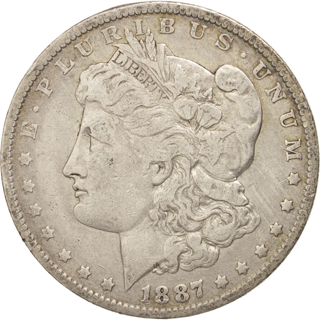 États-Unis, Morgan Dollar, 1887, U.S, Nouvelle Orléans, TB+, Argent, KM 110