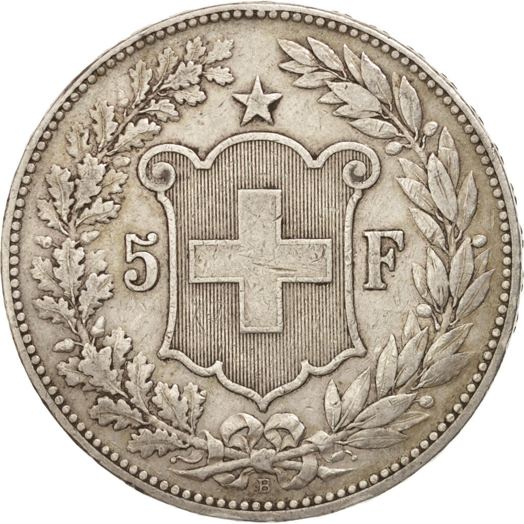 Switzerland, 5 Francs, 1890, Bern, VF(30-35), Silver, KM:34