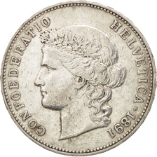 Svizzera, 5 Francs, 1891, Bern, MB+, Argento, KM:34