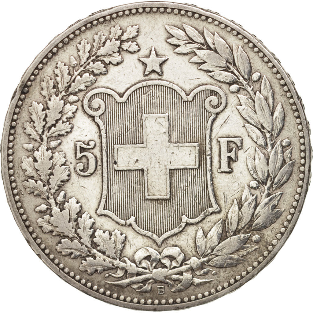 Svizzera, 5 Francs, 1891, Bern, MB+, Argento, KM:34