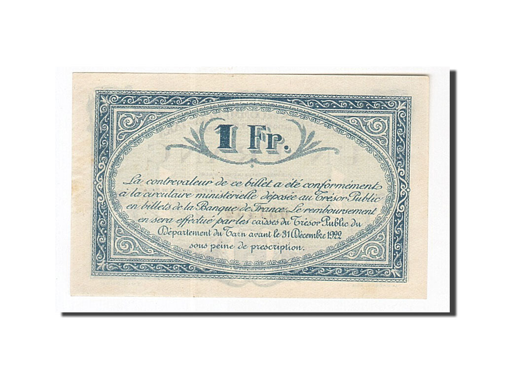 Banknote, Pirot:5-13, 1 Franc, 1917, France, UNC(60-62), Albi