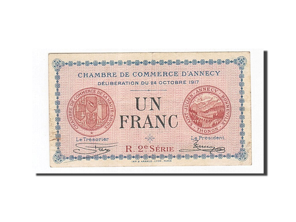 Billet, France, Annecy, 1 Franc, 1917, TTB, Pirot:10-12