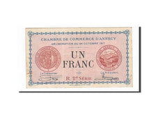 Billet, France, Annecy, 1 Franc, 1917, TTB, Pirot:10-12