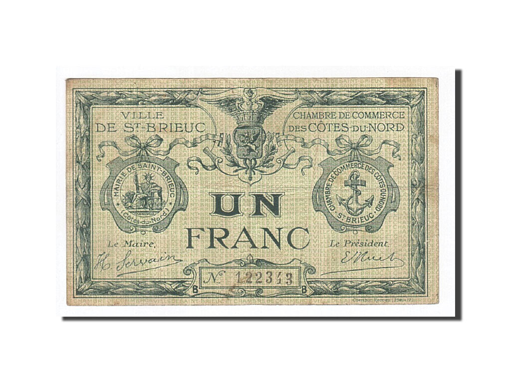 Billet, France, Saint-Brieuc, 1 Franc, TB+, Pirot:111-12