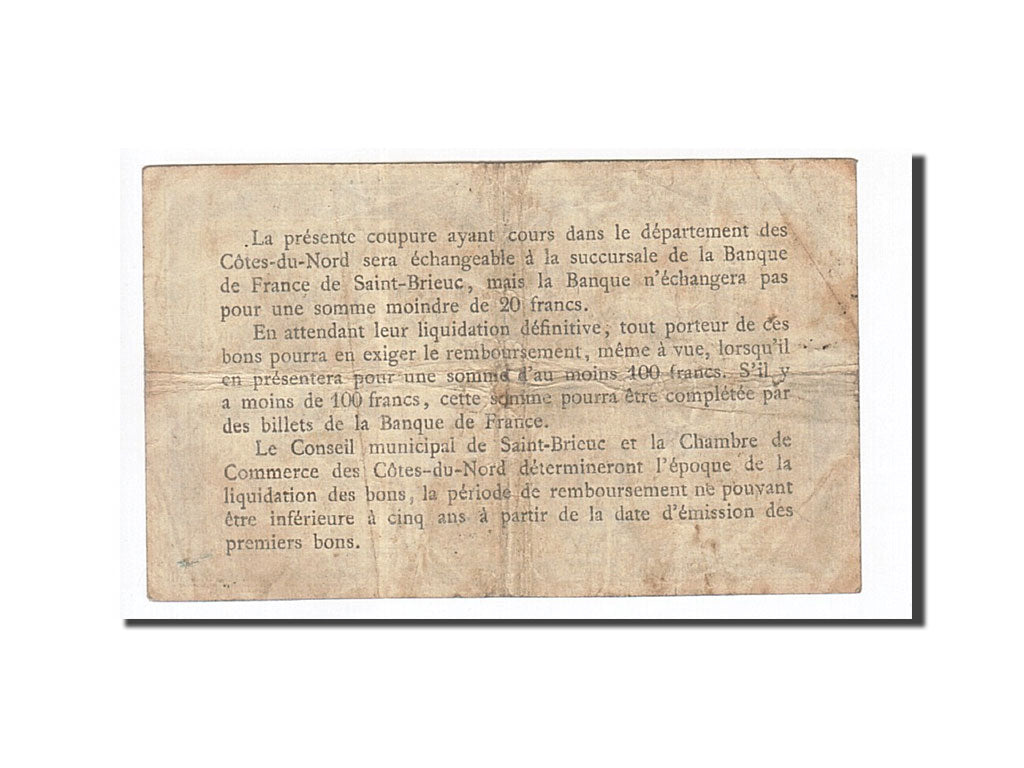 Billet, France, Saint-Brieuc, 1 Franc, TB+, Pirot:111-12