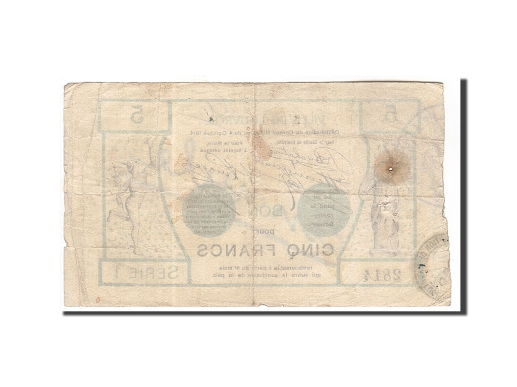 France, Louvroil, 5 Francs, 1914, VF(20-25), Pirot:59-1664