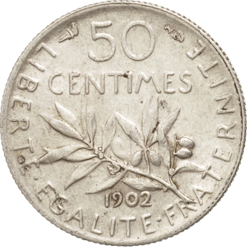Coin, France, Semeuse, 50 Centimes, 1902, Paris, AU(55-58), Silver, KM:854