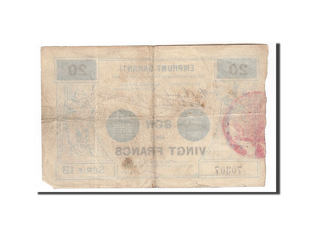 Billete, 20 Francs, Pirot:59-2547, 1914, Francia, BC, Valenciennes