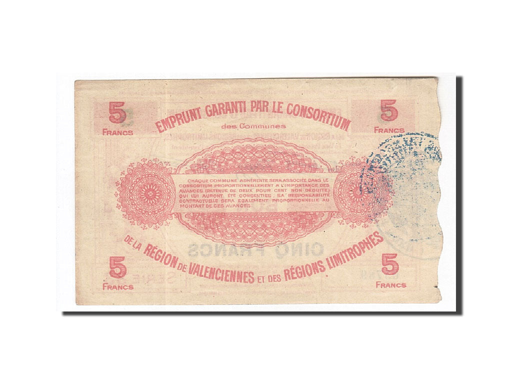 Biljet, Pirot:59-2585, 5 Francs, 1917, Frankrijk, TTB+, Valenciennes