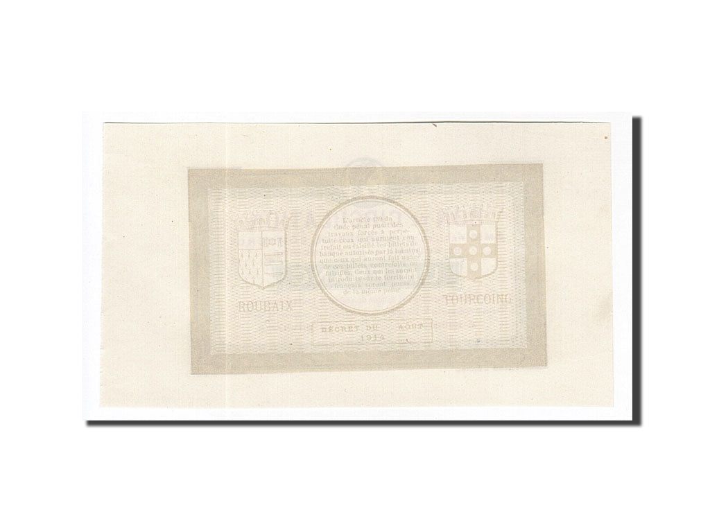 Biljet, Pirot:109-1, 1 Franc, 1914, Frankrijk, NIEUW, Roubaix et Tourcoing