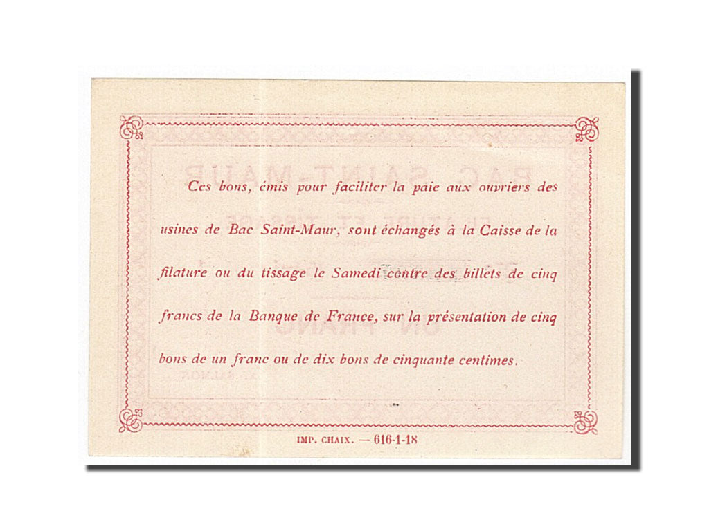 Banknote, Pirot:62-53, 1 Franc, France, UNC(63), Bac Saint-Maur