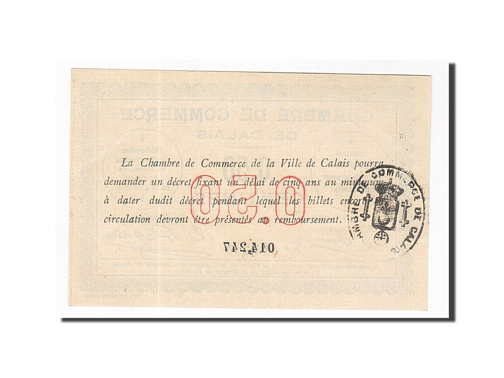 Banconote, Pirot:36-1, SPL-, Calais, 50 Centimes, 1914, Francia