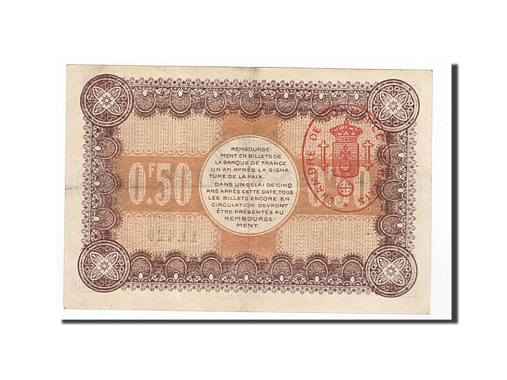France, Calais, 50 Centimes, 1916, AU(55-58), Pirot:36-21
