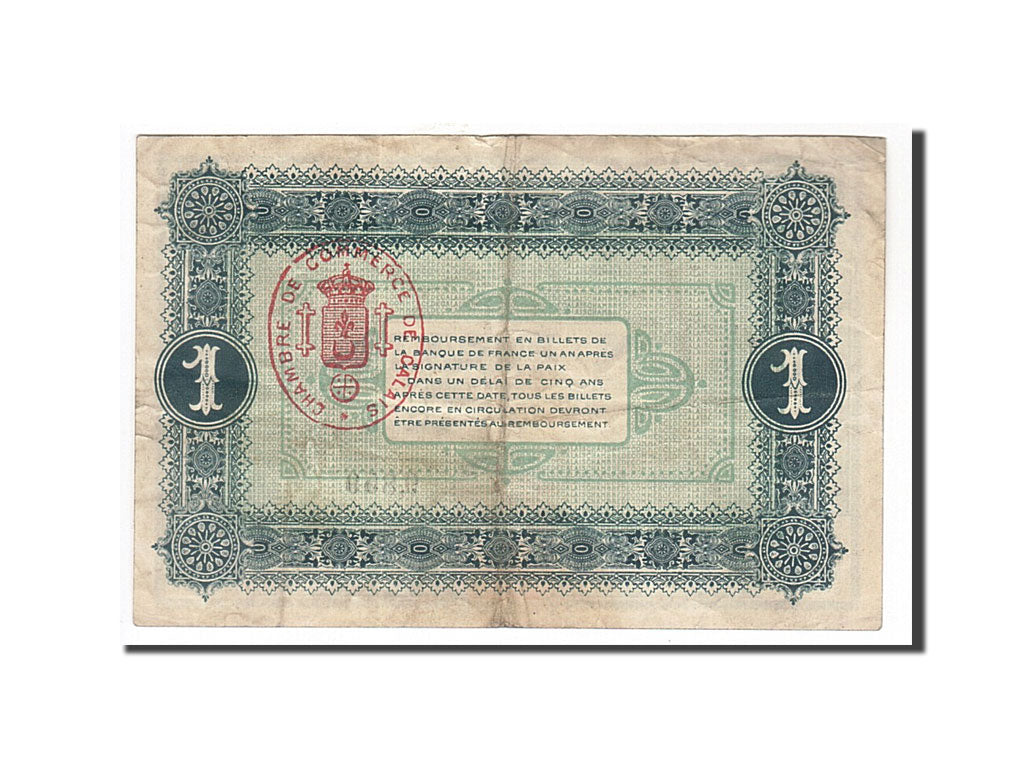 France, Calais, 1 Franc, 1916, EF(40-45), Pirot:36-25