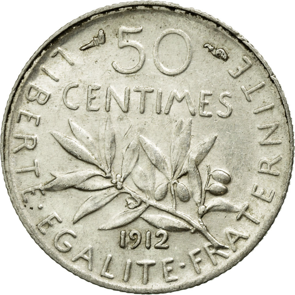 Monnaie, France, Semeuse, 50 Centimes, 1912, Paris, SUP, Argent, KM:854