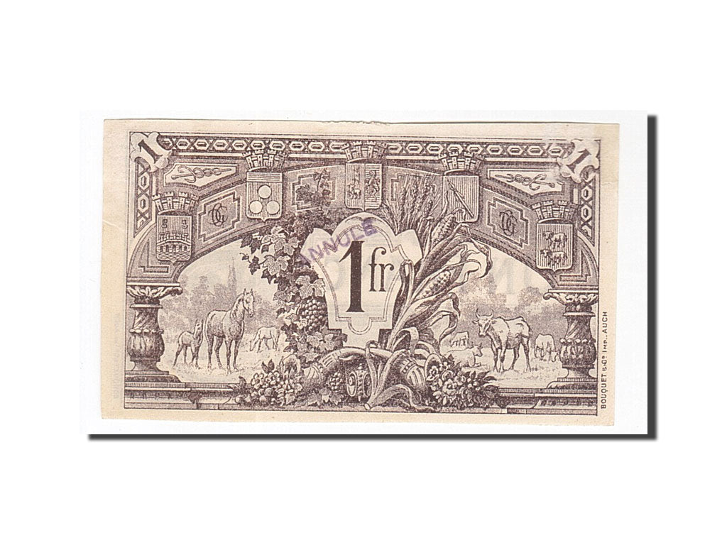 Banknote, Pirot:15-23, 1 Franc, 1920, France, UNC(63), Auch