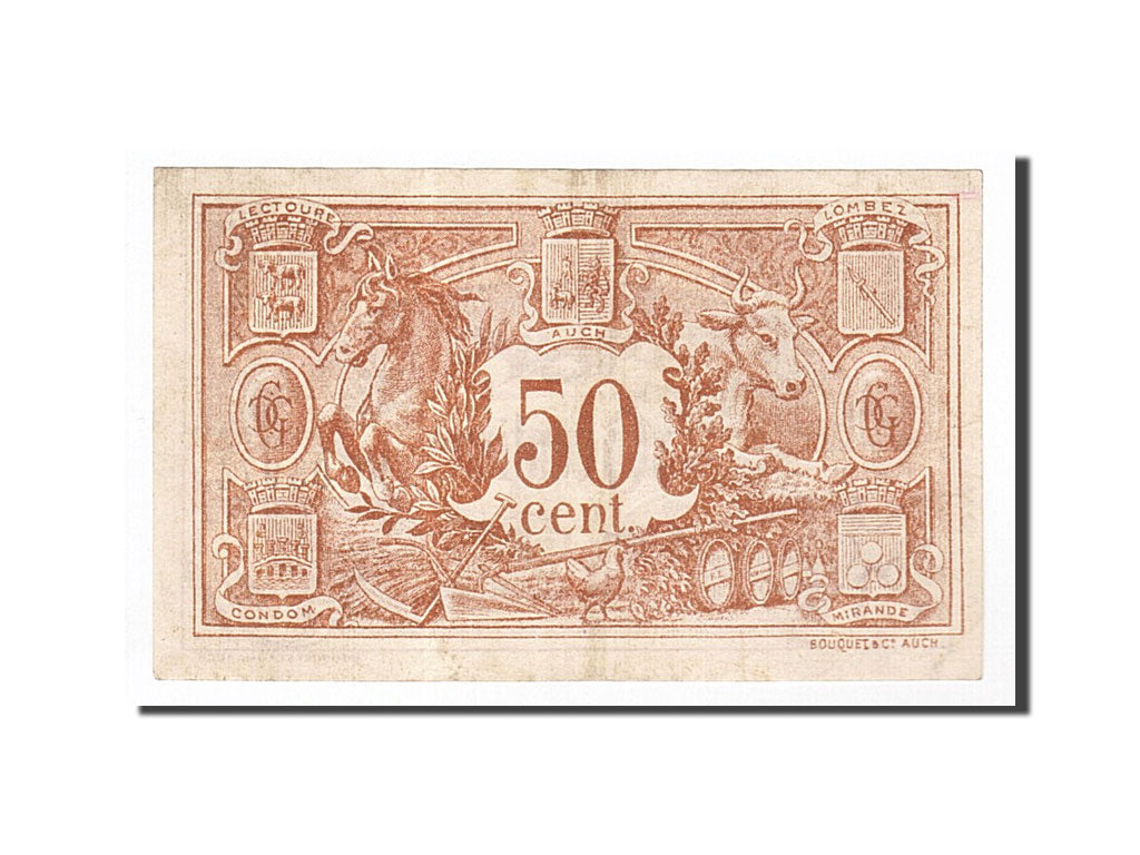 Banknote, Pirot:15-11, 50 Centimes, 1918, France, AU(50-53), Auch