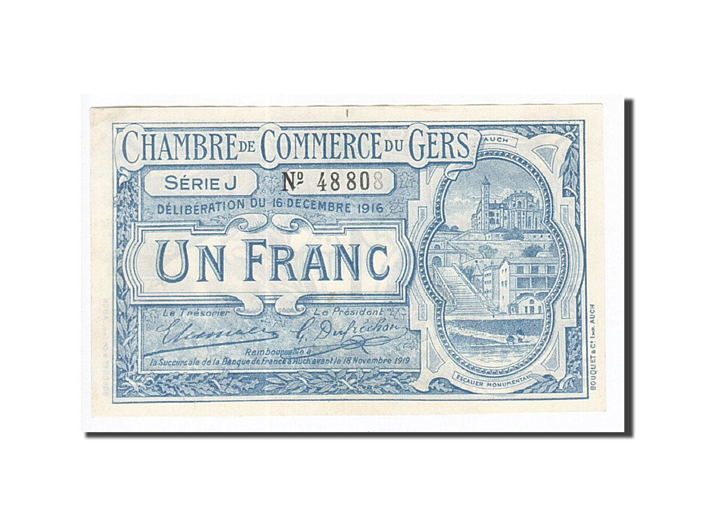 France, Auch, 1 Franc, 1916, NEUF, Pirot:15-10