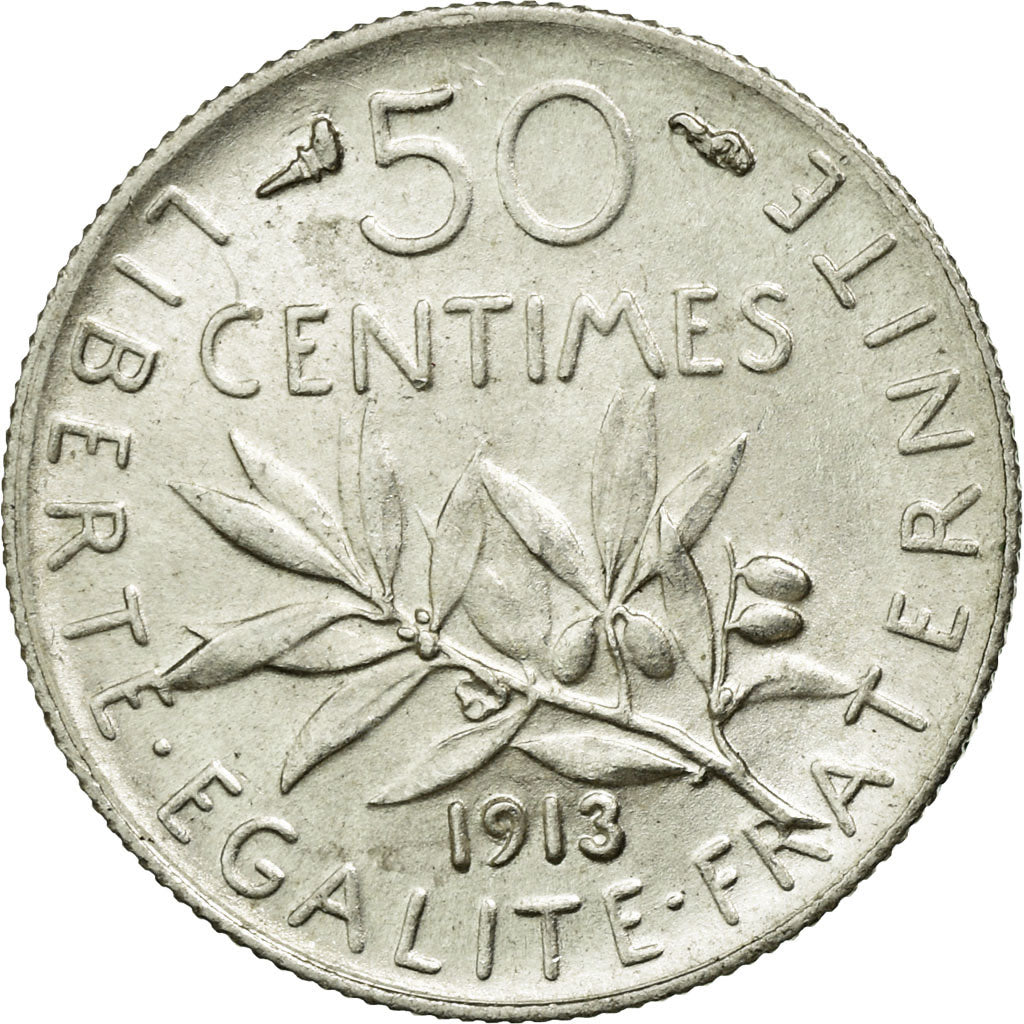 Coin, France, Semeuse, 50 Centimes, 1913, Paris, MS(60-62), Silver, KM:854