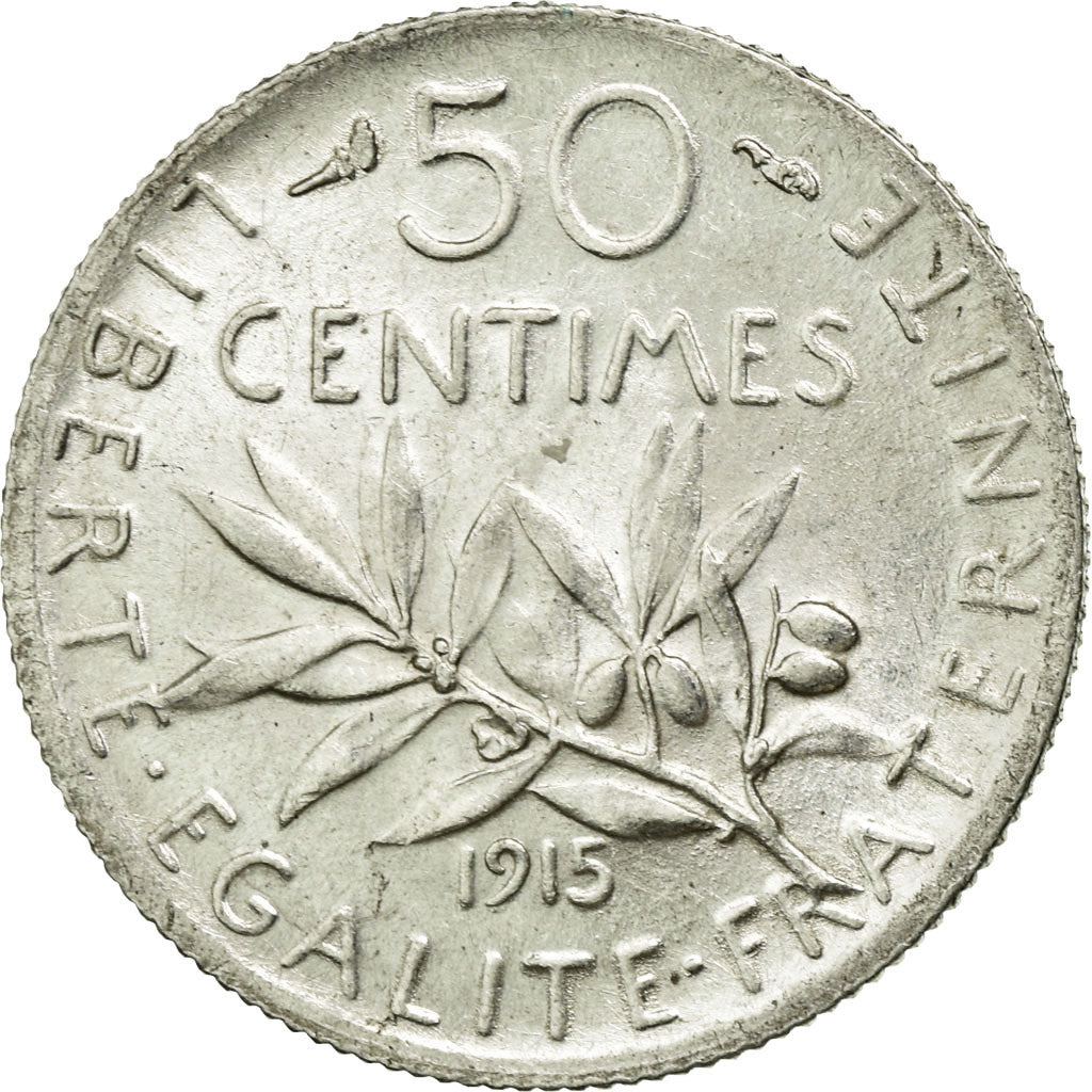 Coin, France, Semeuse, 50 Centimes, 1915, Paris, MS(60-62), Silver, KM:854