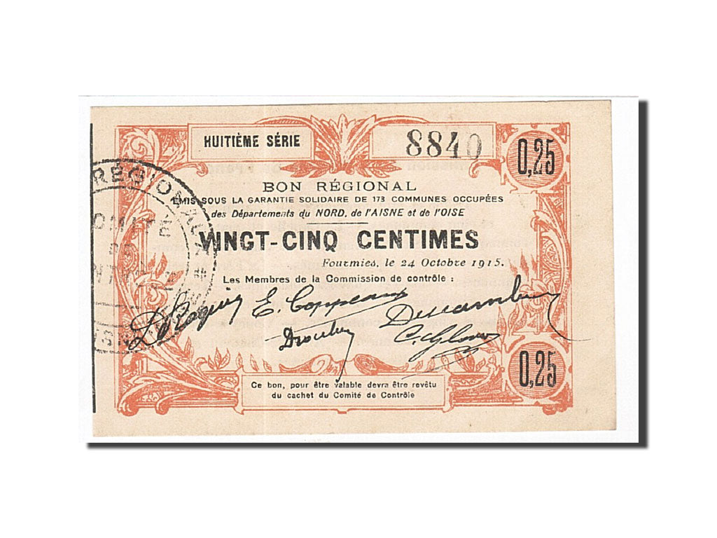 France, Fourmies, 25 Centimes, 1915, UNC(63), Pirot:59-1109