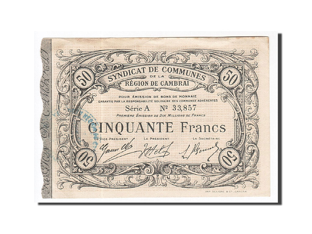 Billete, 50 Francs, Pirot:59-472, 1916, Francia, EBC, Cambrai
