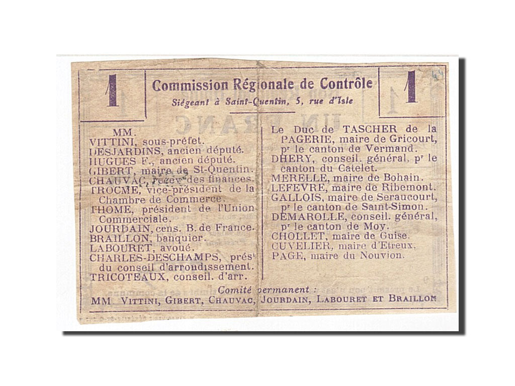 France, Banteux, 1 Franc, EF(40-45), Pirot:59-298