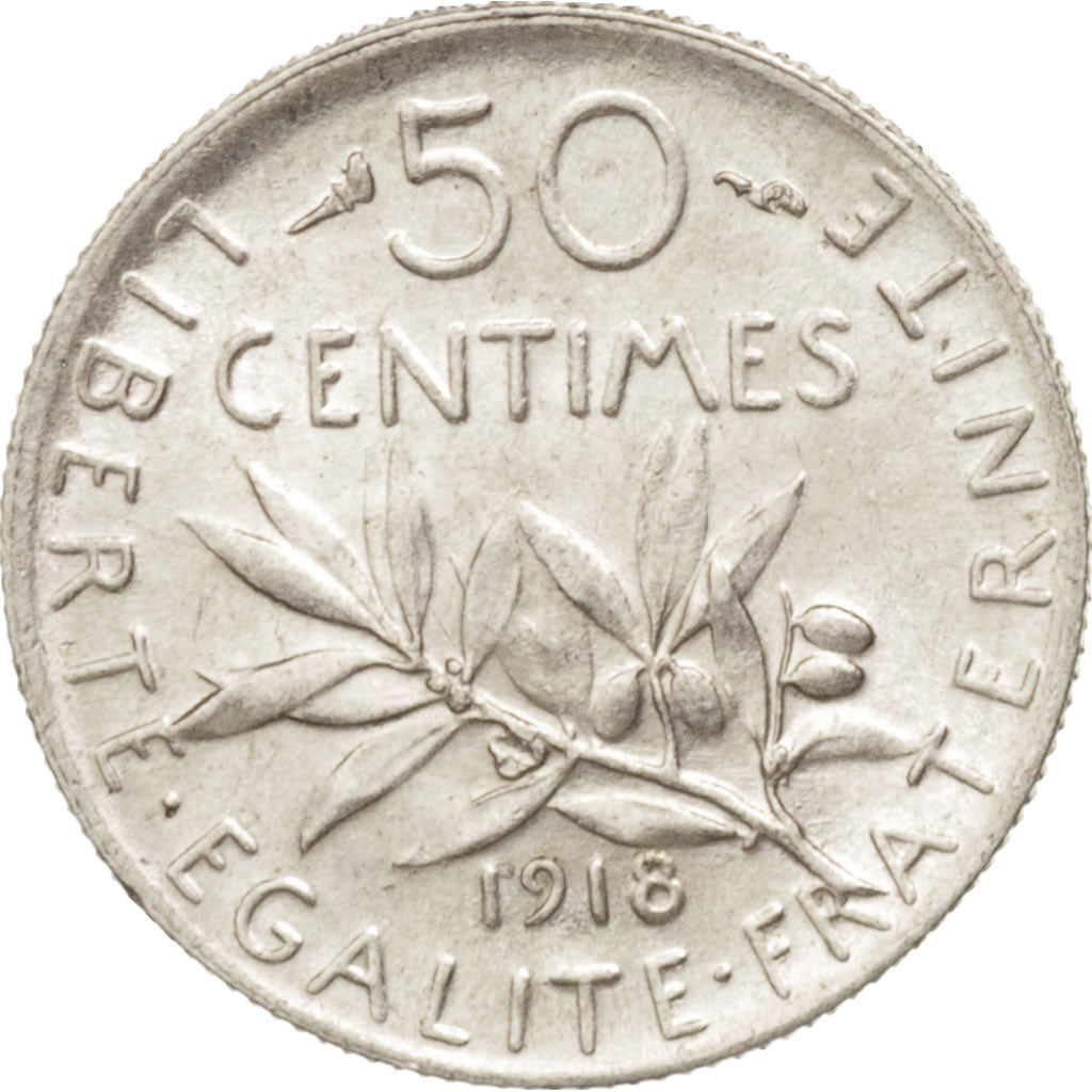France, Semeuse, 50 Centimes, 1918, Paris, SUP+, Argent, KM:854, Gadoury:420