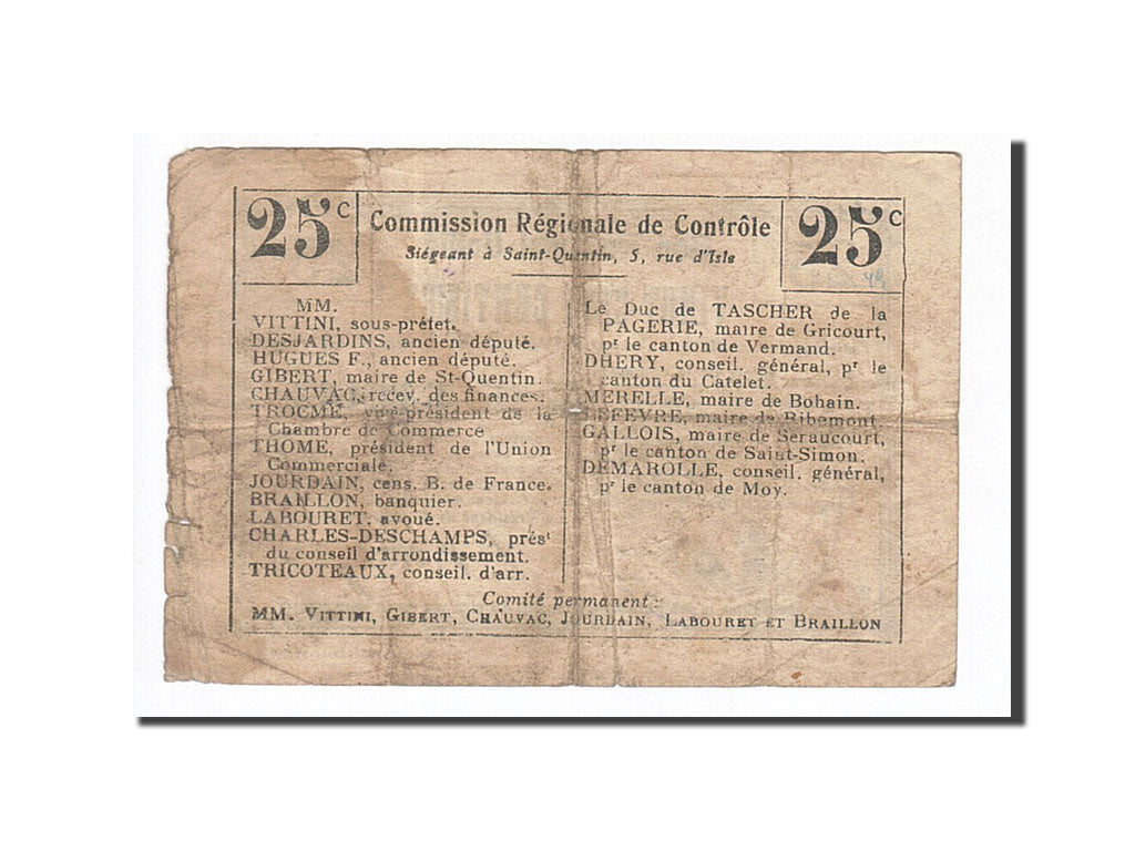 Billet, France, Etaves-et-Bocquiaux, 25 Centimes, TB, Pirot:02-732