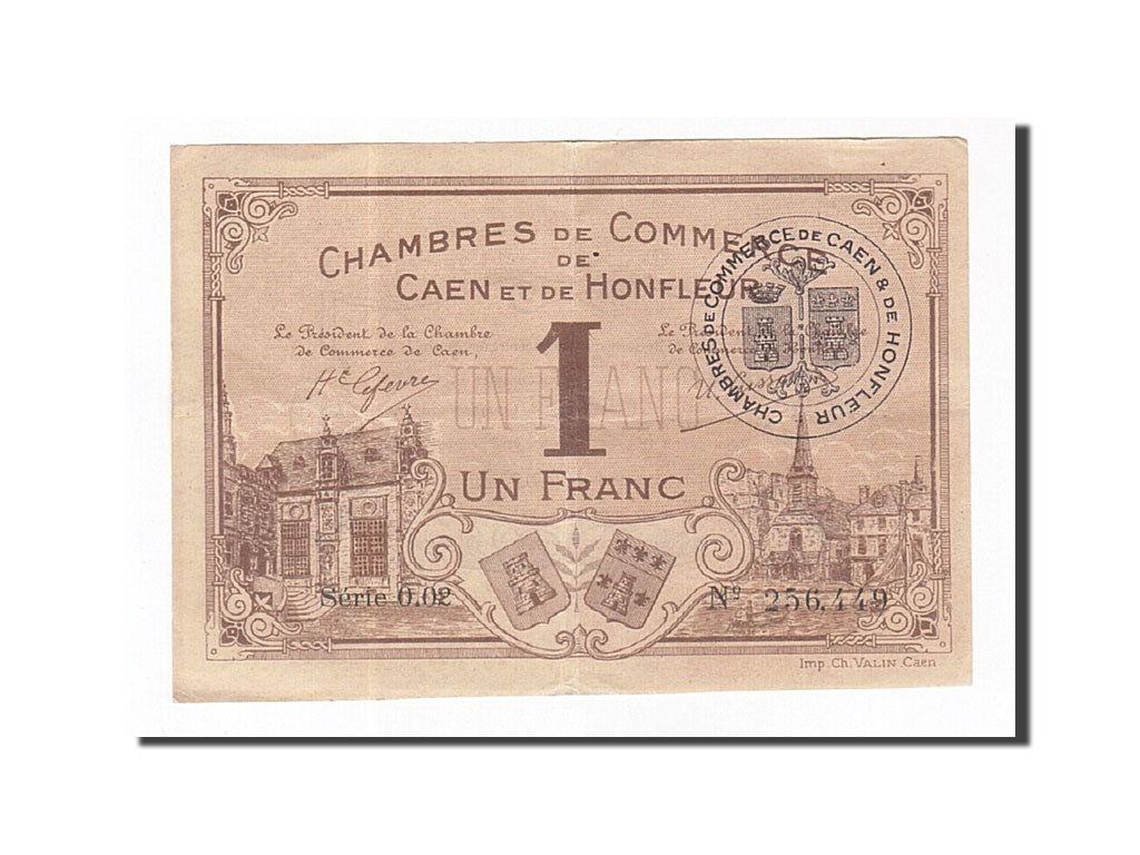 Biljet, Pirot:34-8, 1 Franc, 1915, Frankrijk, TTB+, Caen et Honfleur