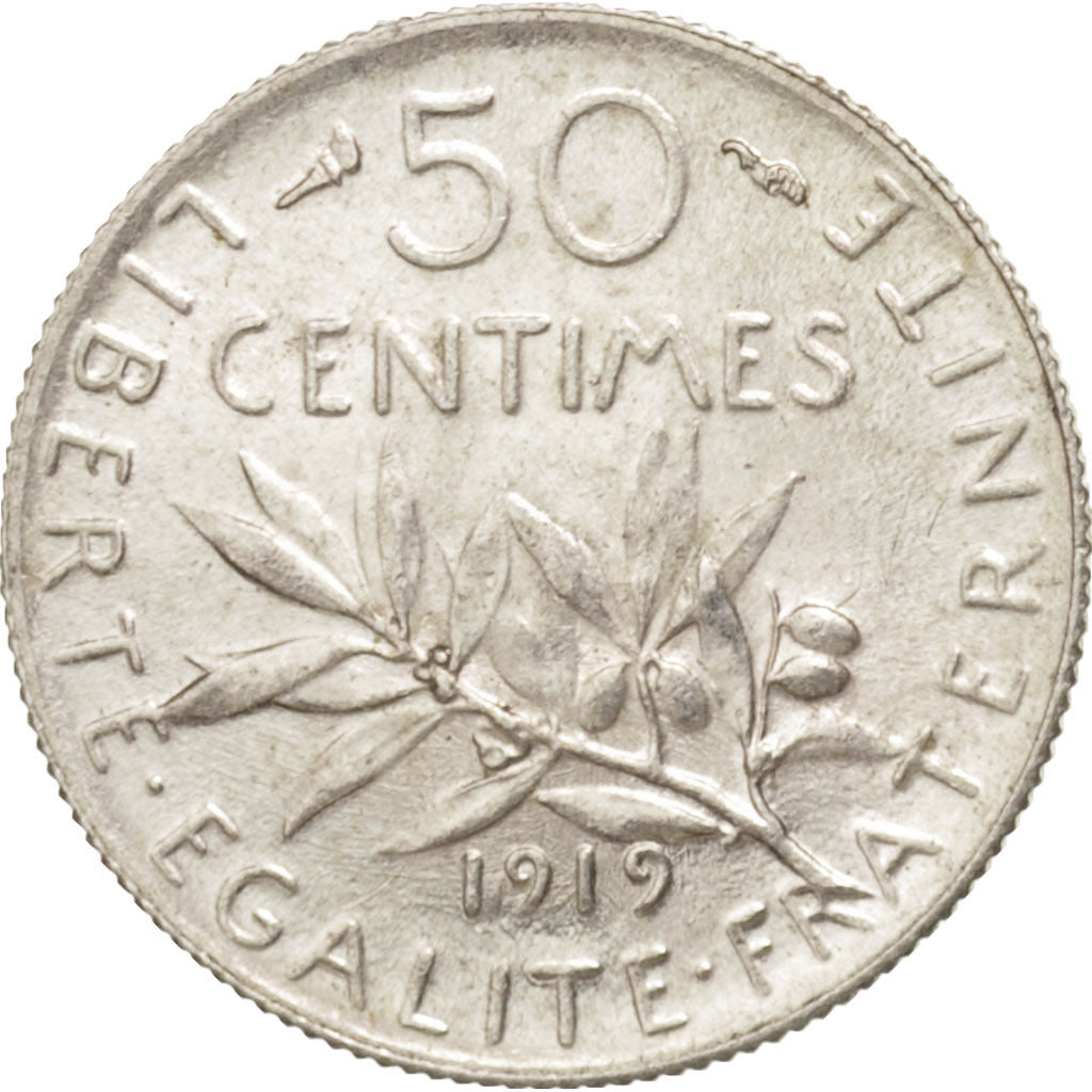 France, Semeuse, 50 Centimes, 1919, Paris, SUP+, Argent, KM:854, Gadoury:420
