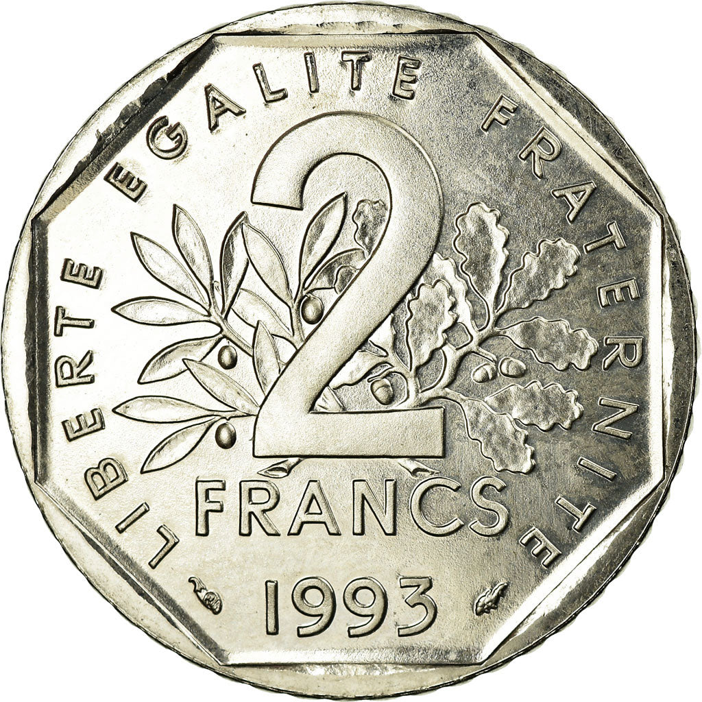 Coin, France, 2 Francs, 1993, MS(65-70), Nickel, Gadoury:548