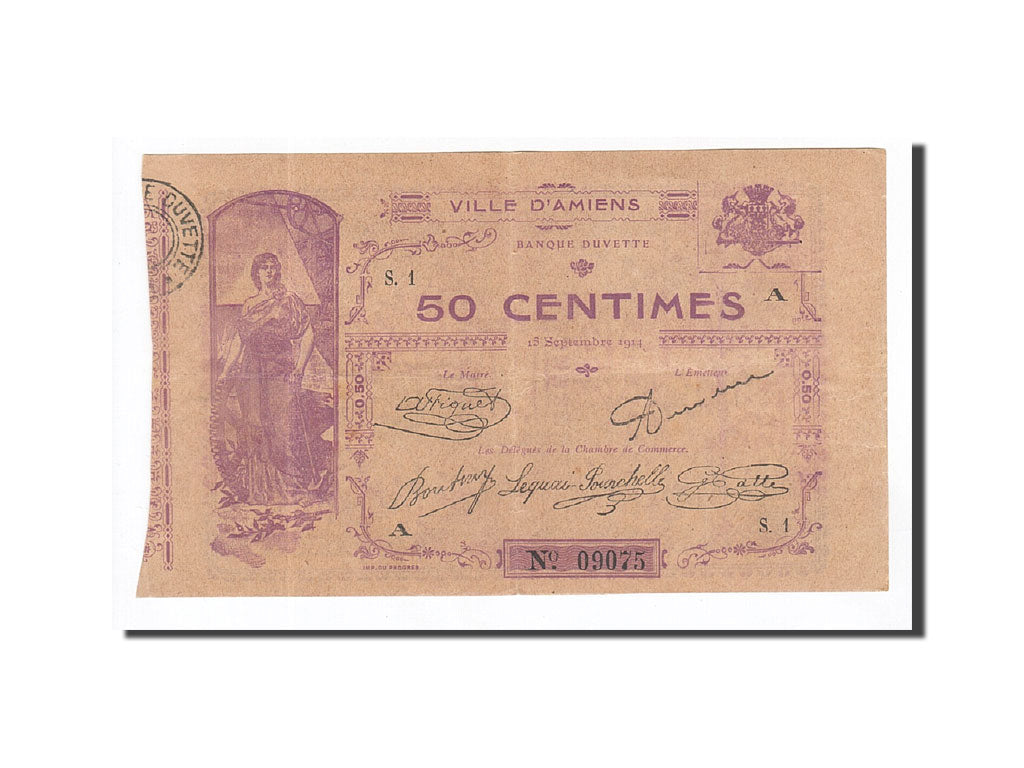 France, Amiens, 50 Centimes, 1914, TTB+, Pirot:80-01