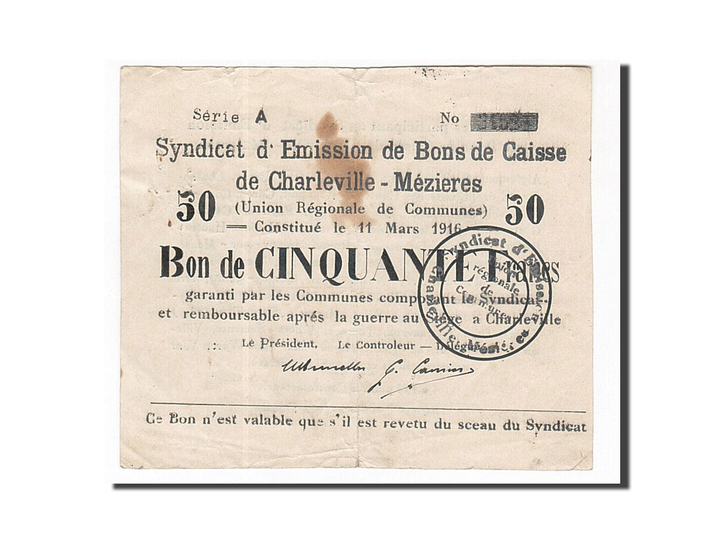 Francia, Charleville-Mézières, 50 Francs, 1916, MB+, Pirot:08-94