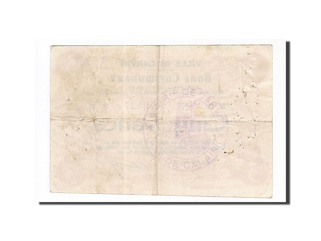France, Carvin, 5 Francs, 1915, TTB, Pirot:62-244