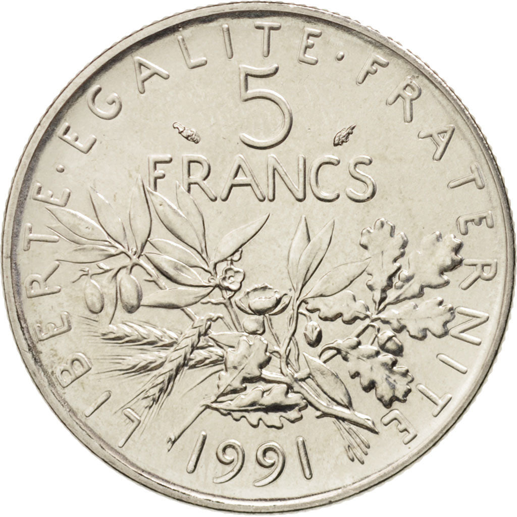 France, Semeuse, 5 Francs, 1991, Paris, MS(65-70), KM 926a.1, Gadoury 771