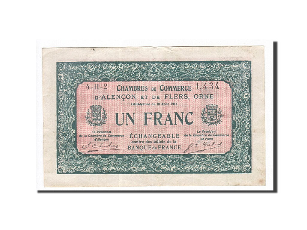 France, Alençon et Flers, 1 Franc, 1915, AU(50-53), Pirot:6-40