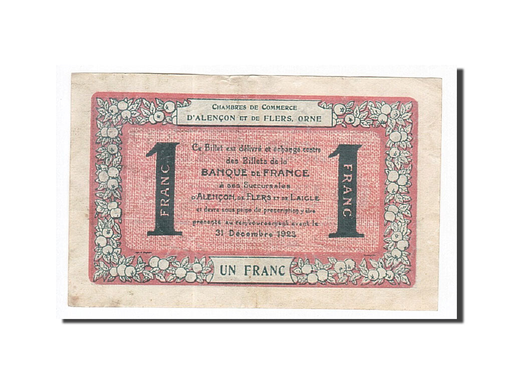 France, Alençon et Flers, 1 Franc, 1915, AU(50-53), Pirot:6-40