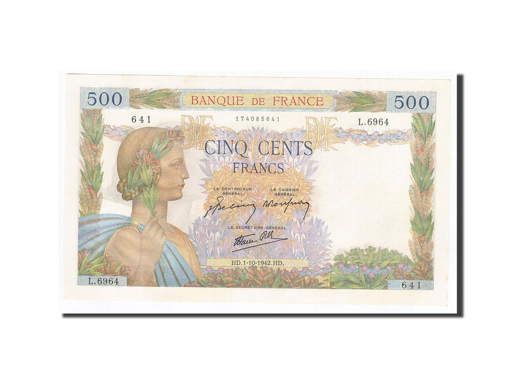 Biljet, Frankrijk, 500 Francs, 1942, 1942-10-01, SPL, Fayette:32.41, KM:95b